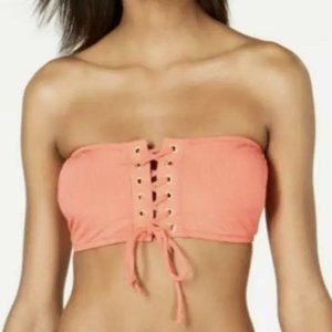 Hula Honey Juniors' Lace Up Bandeau Bikini Top